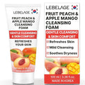 LEBELAGE Korean Peach&Apple&Mango Facial Cleanser 3.38 oz | Cleansing Foam Face Wash | Low pH Gentle Hydrating Daily Facial Cleanser Sensitive Skin | Deep Cleansing Foaming Cleanser, Pore Care