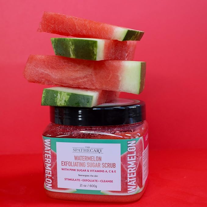 Watermelon Sugar Scrub - Exfoliating & Hydrating Body Scrub With Pink Sugar and Vitamins A,C, & E to Help Reenergize, Smooth, & Stimulate Skin, Body Care Exfoliator & Cleanser, 21 oz