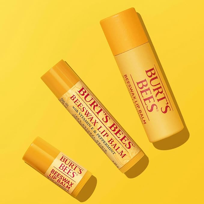 Burt's Bees Lip Balm - Original Beeswax, Lip Moisturizer With Responsibly Sourced Beeswax, Tint-Free, Natural Origin Conditioning Treatment, 4 Tubes, 0.15 oz.