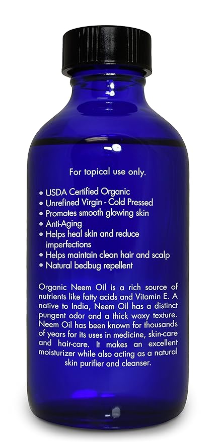 Organic, Neem Oil, for Plants, Skin, Hair, Dogs – 100% Pure, Neem Oil, by Zongle Therapeutics, 4 OZ