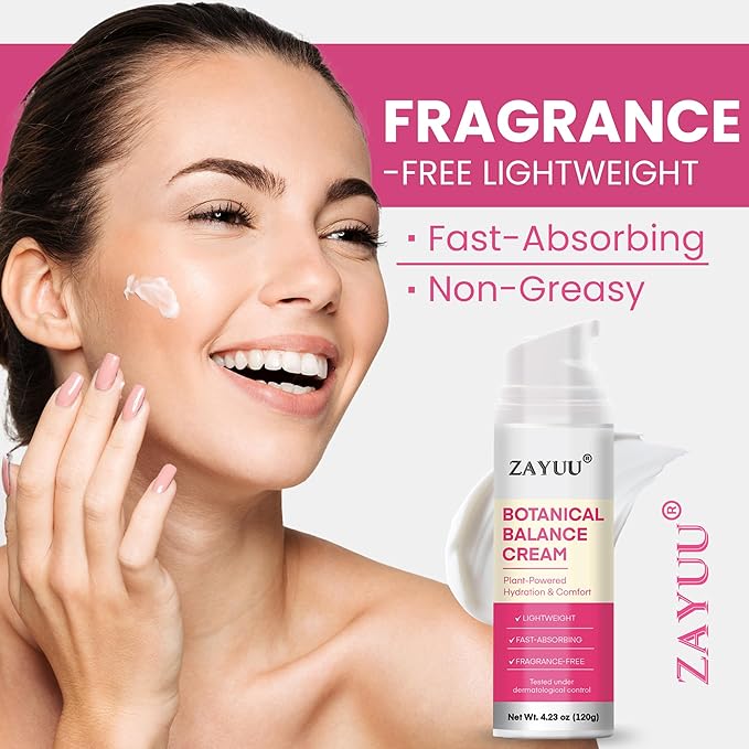 Mature Skin Botanical Balance Cream: Fragrance-Free Hydrating Face Moisturizer with Squalane, Niacinamide, Hyaluronic Acid & Peptide Complex — Lightweight, Fast-Absorbing, Non-Greasy — 4.23 oz