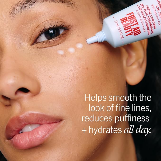 First Aid Beauty - Hydrating Eye Cream with Hyaluronic Acid, Nourishing Eye Cream that Provides 24 hours of Hydration, Helps Smooth Fine Lines, Wrinkles & Puffiness, Safe for Sensitive Skin, 0.5 oz