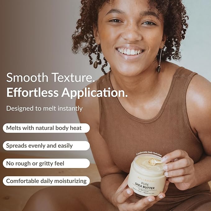 Bellanomi 100% Pure African Raw Shea Butter for Hair & Skin, Organic Formula, Unscented, Moisturizing, Body Butter for Dry Skin, Hair and Nails (3.4 oz)