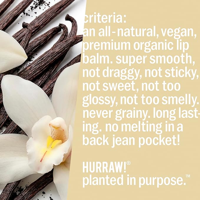 Hurraw! Vanilla Bean, Root Beer, Chocolate Lip Balms, 3 Pack Bundle: Organic, Certified Vegan, Cruelty and Gluten Free. Non-GMO, 100% Natural Ingredients. Bee, Shea, Soy and Palm Free. Made in USA