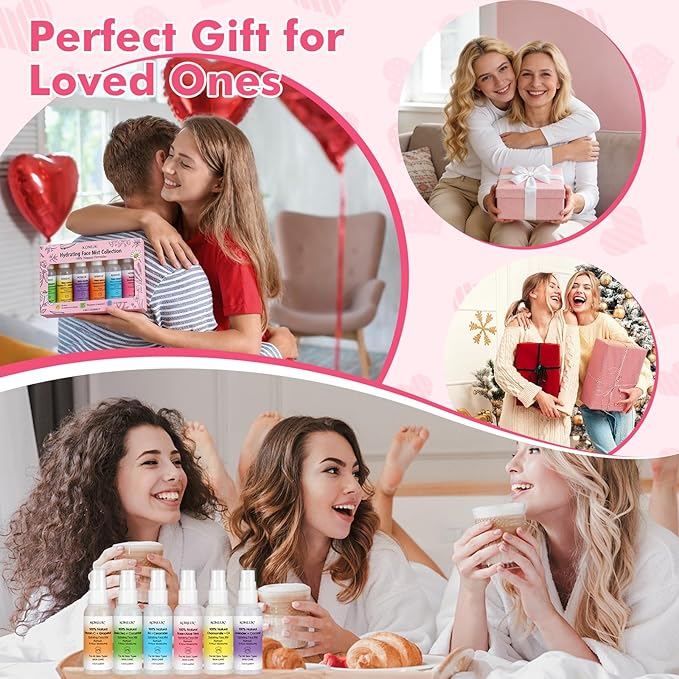 KONEUK Skincare Refreshing Face Mist Kit-Long Hydration and Soothing Facial Spray for Glowing Skin Care, Mini Face mist Gifts for Women, Mothers Day Gifts, Teacher Gifts, Trave Size2.02 fl oz 6 Pack