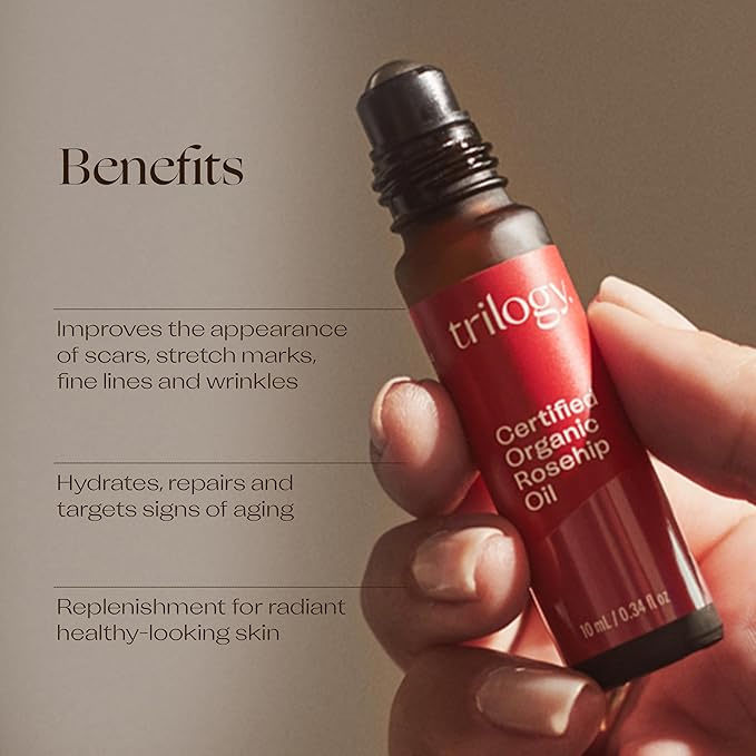 Trilogy Certified Organic Rosehip Oil, Intensive Nourishment, Improves Appearance of Scars, Stretch Marks, Fine Lines, & Wrinkles, 0.34 fl oz