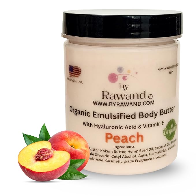 Handmade Luxurious Emulsified Body butter with Shea, Kokum & Cocoa butter based with natural oils - non greasy, moisturizing, Rich (Peach)