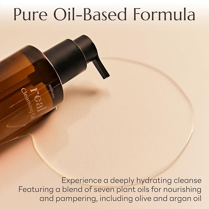 molvany Real Cleansing Oil - Korean Facial Cleanser, Whitehead, Blackhead & Makeup Remover - Complete Plant-Based Oil Cleanser Women Skincare - 6.76 fl. oz