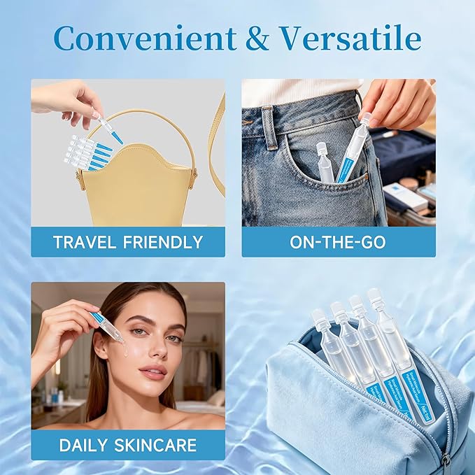 Hyaluronic Acid Serum – Ultra Hydrating Serum for Plumper Skin Daily Pre-Makeup Skincare Not Sticky Hyaluronic Acid Ampoules, Suitable for Dry & Sensitive Skin Single-Use 15PCS