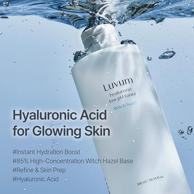 Luvum Witch Hazel Hyaluronic Low pH Toner, Witch Hazel, Hyaluronic Acid, pH 5.5, 10.15 fl. oz