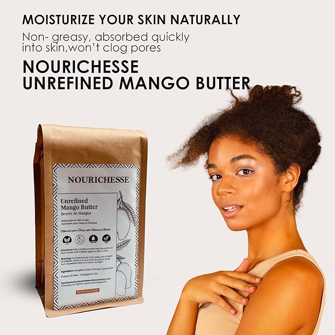 Unrefined Mango Butter - 1LB (16oz) Block, 100% Pure Raw Mango Butter