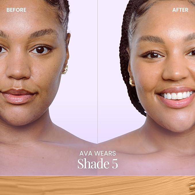 Naked Sundays BeautyScreen Peptide Foundation Tint - SPF 50 Tinted Sunscreen & Skincare Makeup with Zinc Oxide, Niacinamide - Lightweight Natural Coverage, 5 Tan Honey, 1.01 oz