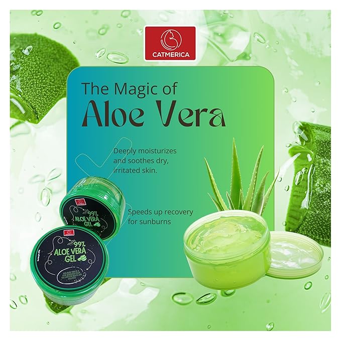 Aloe Vera Gel – 99% Pure, Fast-Absorbing and No-Residue Moisturizer, Non-Sticky - Aloe Vera can be good for Sunburn, after tanning, Dry Skin, Body, face & hair Care – 10.1 fl oz (300g).
