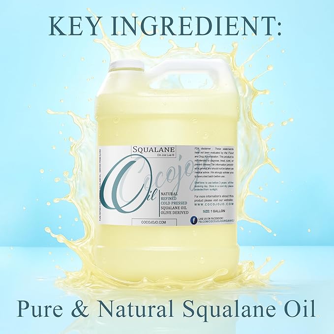 Dr Joe Lab Squalane Oil Pure Plant Derived Refined Cold Pressed From Olives Vegan Undiluted Carrier Oil for Face Skin Hair Body Cosmetics Natural Cleanser Moisturizer (128 oz / 1 Gallon)