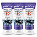Badger Biodegradable Reef Safe Sunscreen, SPF 50 Unscented Zinc Oxide Sunscreen, 98% Organic Ingredients, Water Resistant Adventure Sport Sunblock, 2.9 fl oz, 3-Pack