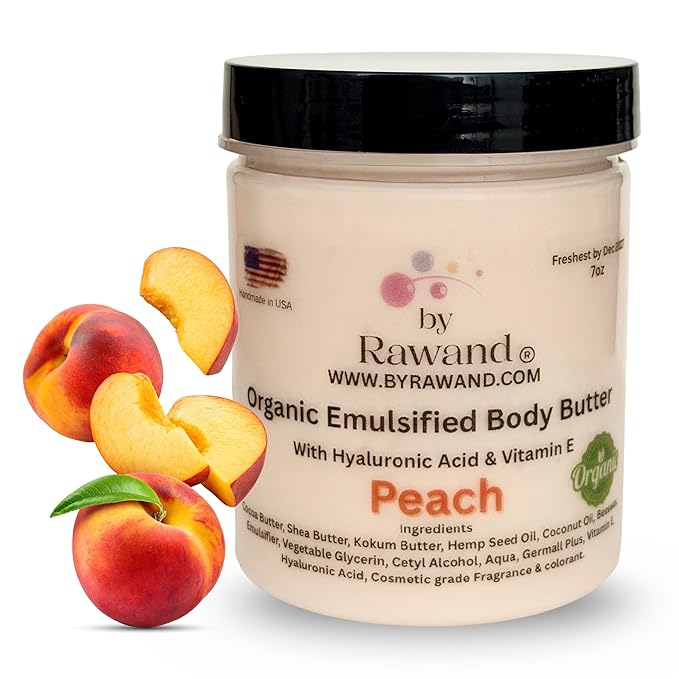 Handmade Luxurious Emulsified Body butter with Shea, Kokum & Cocoa butter based with natural oils - non greasy, moisturizing, Rich (Peach)
