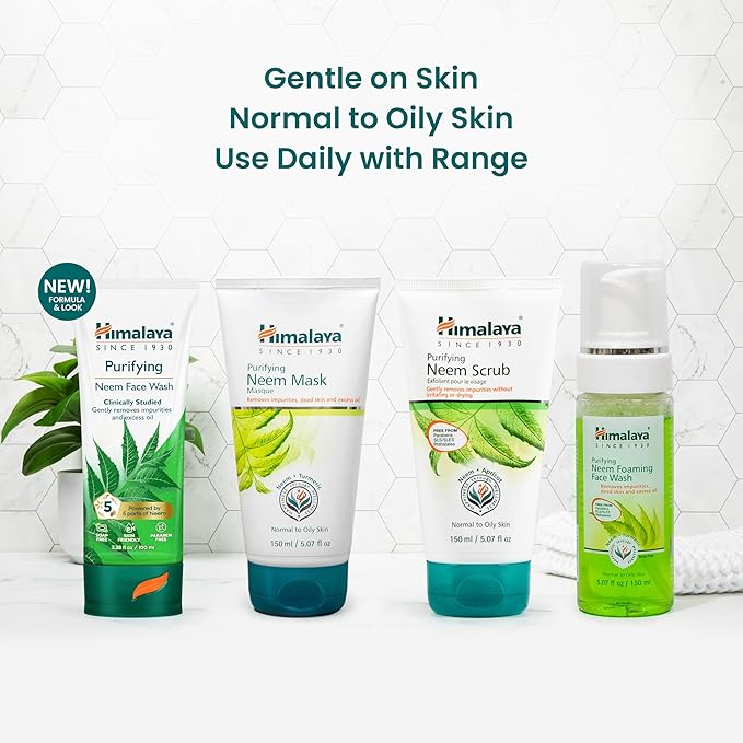 Himalaya Purifying Neem Foaming Face Wash, Soap-Free Daily Foaming Facial Cleanser with Neem & Turmeric for Deep Cleaning, Paraben-Free, Dermatologically Tested, 150 ml (5.07 oz)