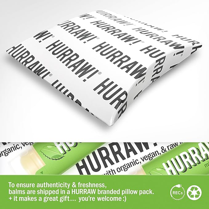 Hurraw! Mint Lip Balm, 3 Pack: Organic, Certified Vegan, Cruelty and Gluten Free. Non-GMO, 100% Natural Ingredients. Bee, Shea, Soy and Palm Free. Made in USA