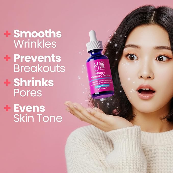 SeoulCeuticals PDRN Serum Salmon DNA Vitamin C Serum (Pack of 2) – Korean Skincare Anti Aging PDNR Skin Repair Booster – K Beauty PDRM Skin Care for Face 1oz