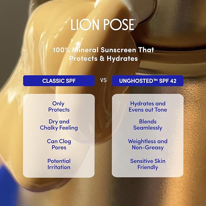 UNGHOSTED Sheer Tinted Mineral SPF 42 with Moisture-Boosting Squalane, Sunscreen for Face and Body, Mineral Sunscreen Lotion, UVA/UVB protection, 1.7 fl oz
