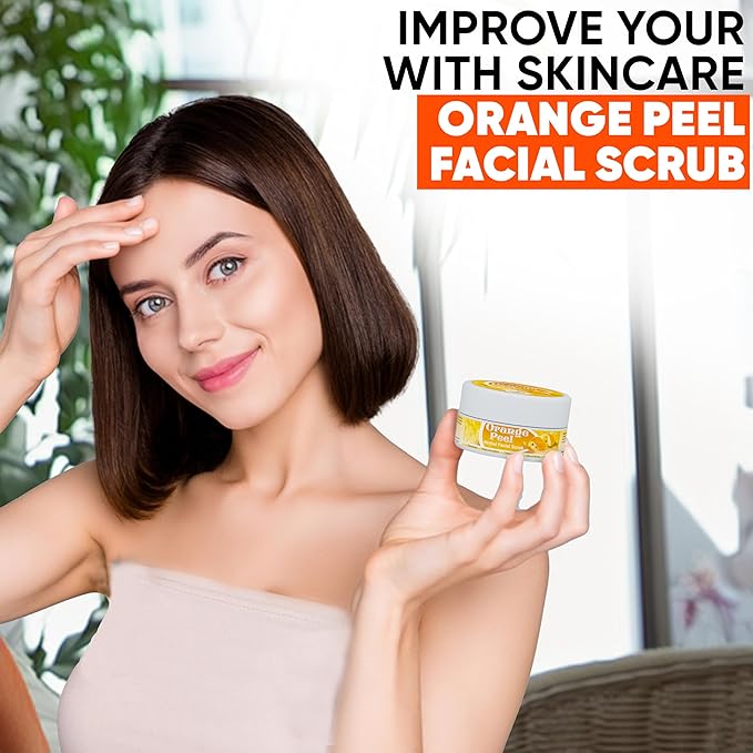Herboganic Orange Peel Herbal Facial Scrub - Natural Citrus Exfoliants for Gentle Skin Cleansing and Rejuvenation - Suitable for All Skin Types | 5.30 oz…