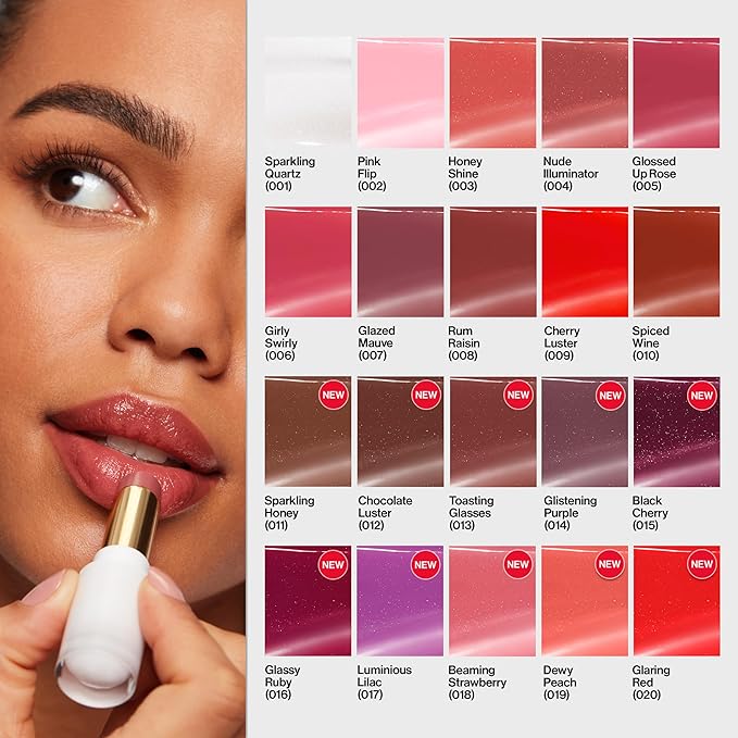 REVLON Super Lustrous Glass Shine Balm, Hydrating Tinted Lip Balm with Hyaluronic Acid, Aloe & Rose Quartz, Light Brown Lipstick, NEW Shade, 011 Sparkling Honey, 0.11 oz