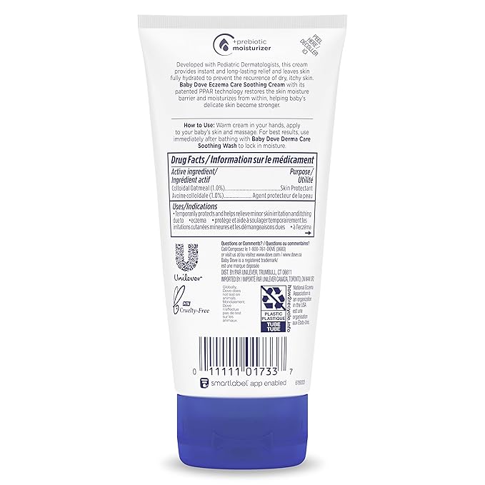 Baby Dove Soothing-Cream To Soothe Delicate Baby Skin Eczema Care No Artificial Perfume or Color, Paraben Free, Phthalate Free 5.1 oz (Pack of 2)