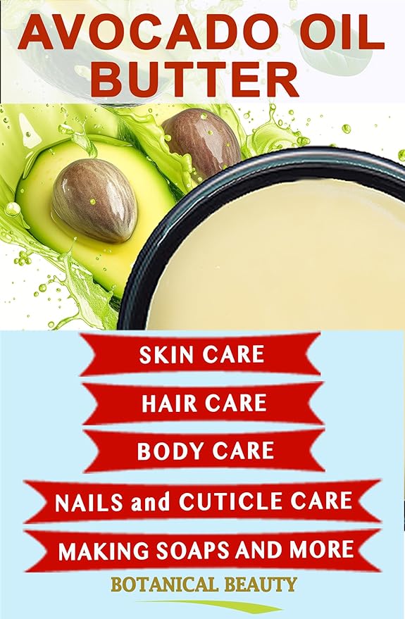 Botanical Beauty AVOCADO OIL BUTTER 100% Pure Natural VIRGIN UNREFINED Cold-Pressed for Face, Skin, Body, Hair, Lip, Nails. Rich in Vitamin E, Omega 3, Omega 6 (4 Fl Oz)
