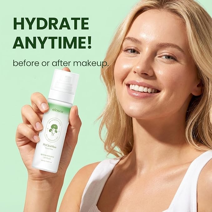 HyCicaMue Green Face Mist | Ultra-Fine Face Spray for Instant Calming & Moisturizing | Cica, Peptide, Ceramide, Hyaluronic Acid | Reduce Excess Sebum & Soothe Irritated Skin | Korean Skin Care