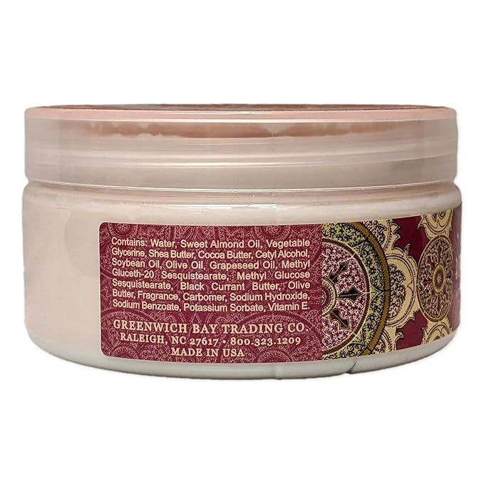 Greenwich Bay Trading Co. Scented Botanic Body Butter - Luxurious Hydration with Shea & Cocoa Butter, Enriched with Vitamin E - 8 Ounce Tub (8 oz., Black Currant)