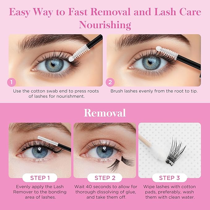 BEPHOLAN Lash Glue Remover &Lash Essential Serum, Bond & Seal Adhesive Removal, Organic Castor Oil for Longer Thicker Lashes,Non-Irritating for Sensitive Eyes, Eye Makeup & Mascara Removal