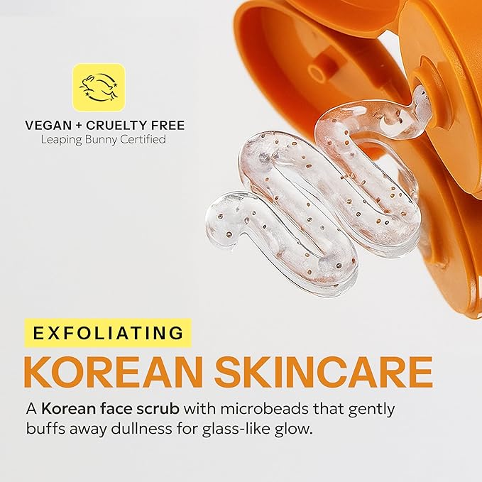 Vitamin C & Ceramide Face Scrub - Dermatologist Tested, Anti Aging Korean Skin Care - Exfoliating Cleanser For Smooth Radiant-Looking Skin - Vegan, Clean Beauty - 6.76 Fl Oz
