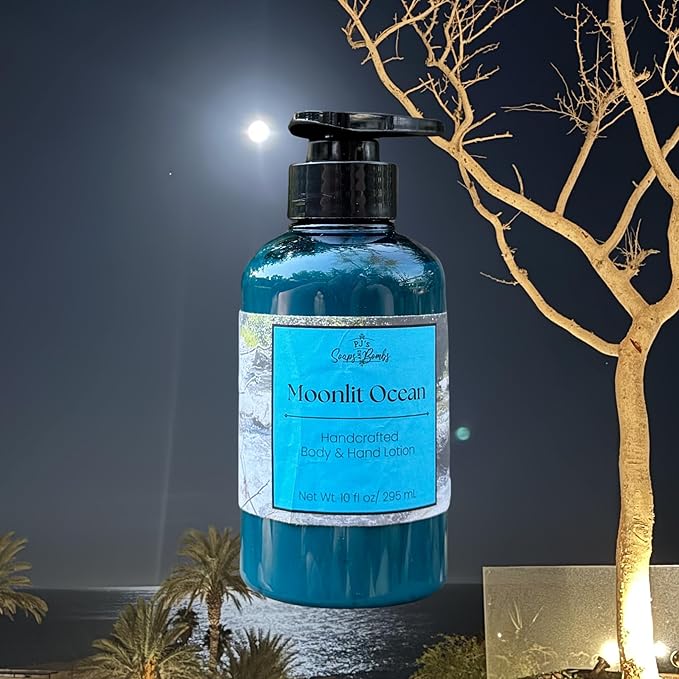 PJ's Moonlit Ocean Handcrafted Luxury Body Lotion – Moisturizing, Non-Greasy Skincare with Natural Ingredients, Paraben-Free & Cruelty-Free, 10 oz