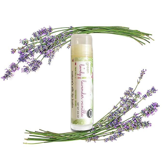 Organic Certified Lip Balm Butter(3 Pack) by Green and Lovely | Lavender Vanilla Lip Oil for Total Hydration and Repair | 0.15 oz Lip Moisturizer Tube made with Premium Organic Ingredients