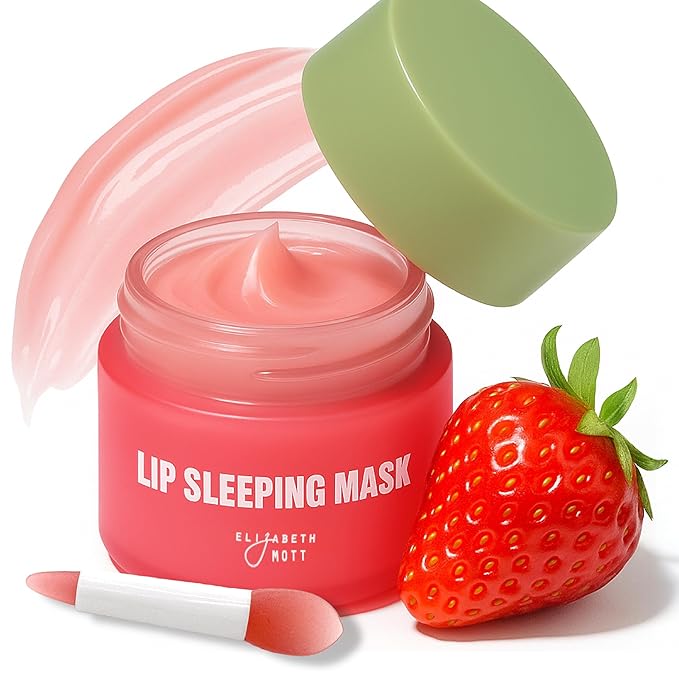 Elizabeth Mott Lip Sleeping Mask – Overnight Treatment with Peptides to Repair, Hydrate & Restore Dry, Chapped, Cracked, Peeling Lips – Moisturizing Collagen Balm to Soften, Smooth, Plump 0.71 oz