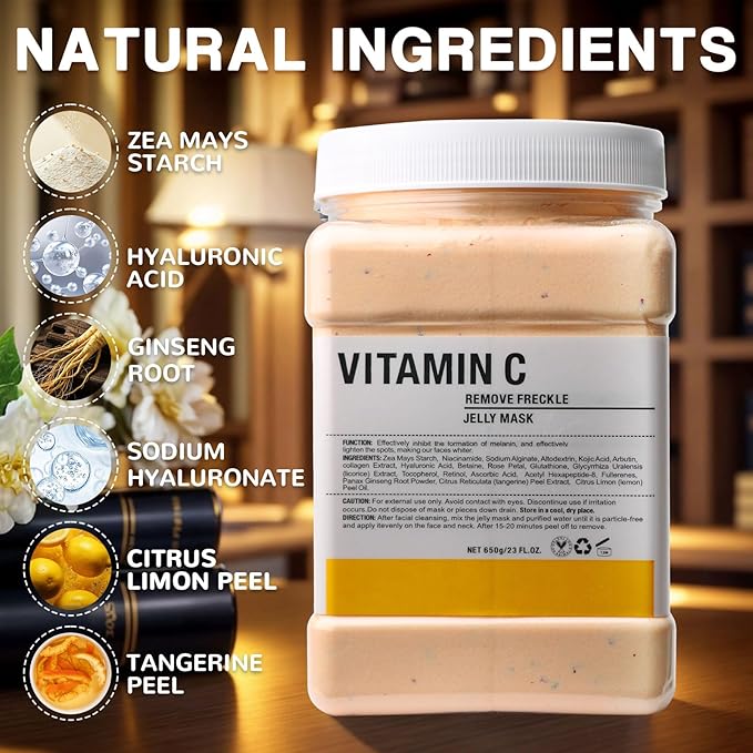 Vajacial Hydro Jelly Mask Powder for Face, Jelly Mask for Facials Professional, Jelly Facial Mask for Teens and Women. Jelly face mask. (Vitamin C.1)