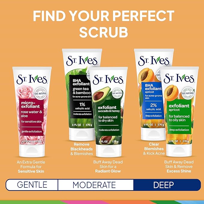 St. Ives Acne Control Face Scrub Deeply Exfoliates and Prevents Acne for Smooth, Glowing Skin Apricot Made with Oil-Free Salicylic Acid Acne Medication, Made with 100% Natural Exfoliants 6 oz