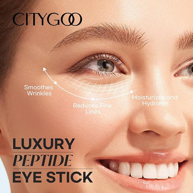 CITYGOO Peptide Under Eye Cream: Moisturizing Eye Stick Reduce Wrinkles Fine Lines for Women & Men (Peptide Crystal Blue Edition 3g)