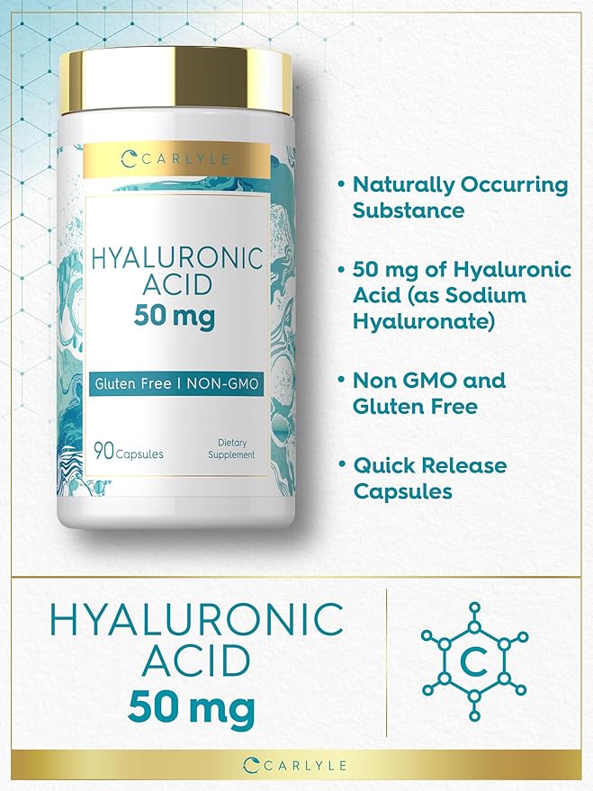 Carlyle Hyaluronic Acid Supplement | 50 mg | 90 Capsules | Non-GMO & Gluten Free