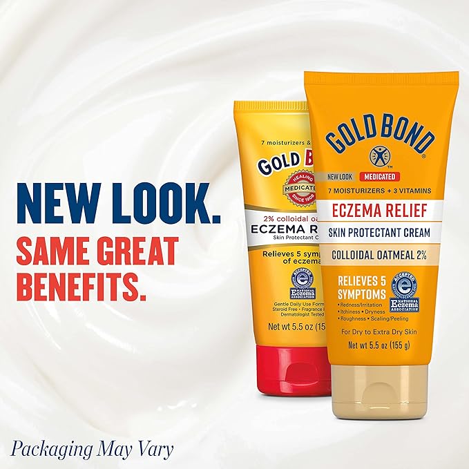 Gold Bond Eczema Relief Cream and Hand Cream Bundle with 5.5 oz and 3 oz Tubes, 2% Colloidal Oatmeal