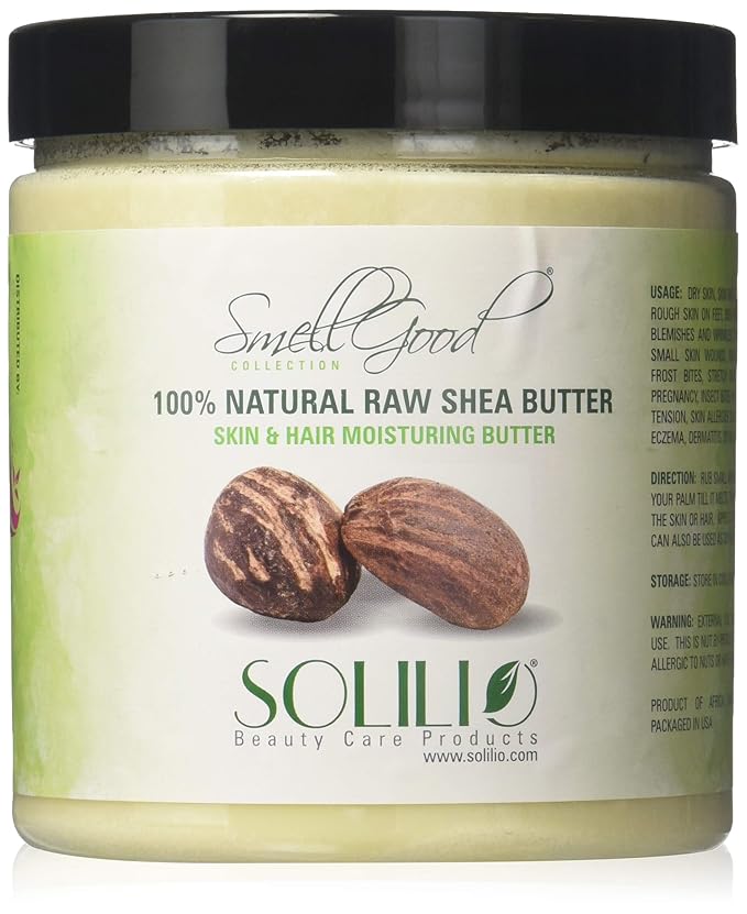SmellGood - Pure Unrefined Shea Butter, totally natural and organic, ivory color, packed in 16 oz Jar, 2 Units