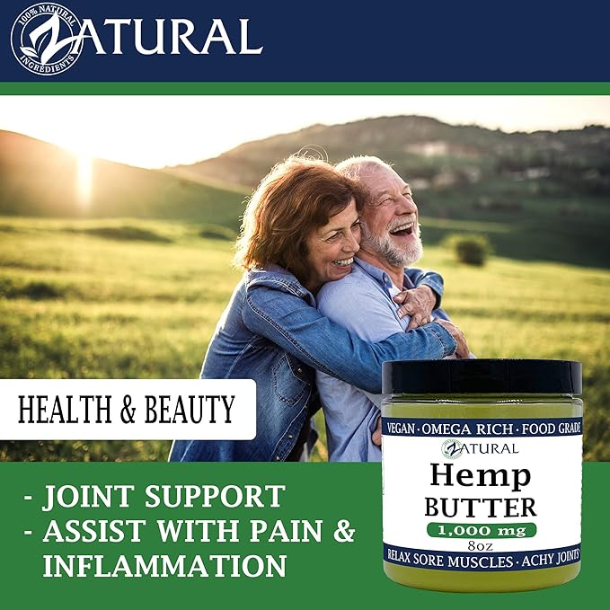Zatural Hemp Butter 1,000mg Handcrafted Vegan, Soothing, Moisturizing, Food Grade