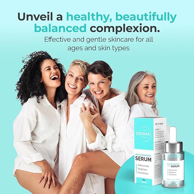 MY DERMA DREAM | Niacinamide Serum 5% for Face - Aids in Minimizing Pores, Fading Dark Spots, and Reducing Redness - Rich in Antioxidant Vitamin B3 - Anti-Aging Face Serum - 90 Day Supply