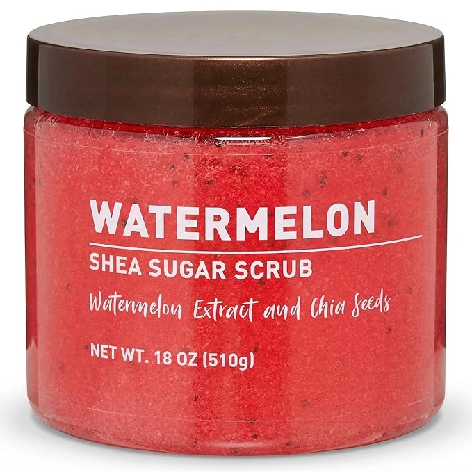 Watermelon Sugar Scrub – Exfoliating Body Scrub for Women, Moisturizing Shea Butter, Natural Sugar Exfoliant, Hand and Foot Scrub, Paraben-Free, All Skin Types, 18 oz (Pack of 2)