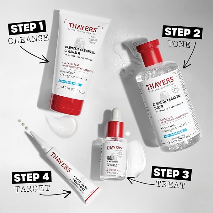 THAYERS Blemish Clearing Face Cleanser with 1.5% Salicylic Acid,Acne Treatment Face Wash,Soothing and Non-Stripping Skin Care,4.4 Fl Oz,(Pack of 2)