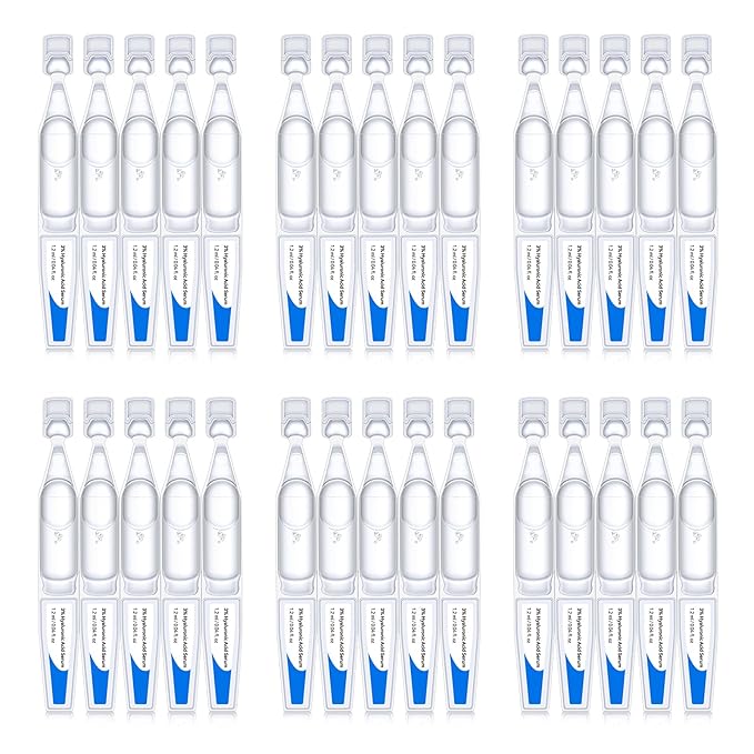 Hyaluronic Acid Serum for Face, 3% Hyaluronic Acid Serum Ultra-Hydrating Vials 30 pcs, Hydration & Moisture Facial Serum for Fine Lines & Wrinkles, Single-Use