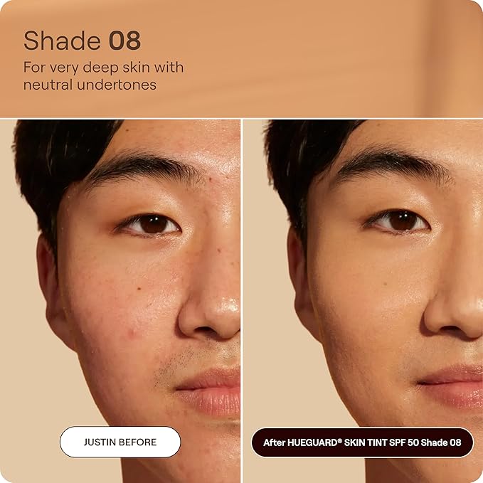 Live Tinted Hueguard Skin Tint SPF 50 - Tinted Mineral Sunscreen with Light-Medium Buildable Coverage With a Hydrating and Radiant Finish - Water and Sweat Resistant, 1.35 fl oz - Shade 08