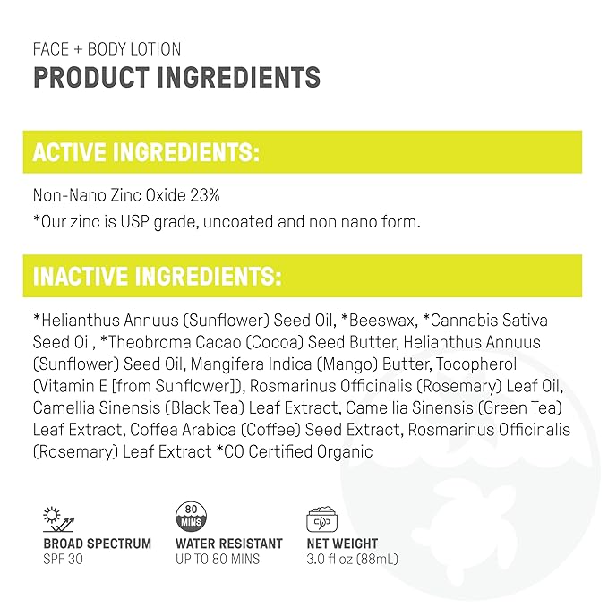 Raw Elements Face and Body Mineral Sunscreen SPF 30 Tube, Organic Sunblock Daily Protection, Non Toxic Reef Safe, Water Resistant, Cruelty Free, 3 oz (Pack of 1)