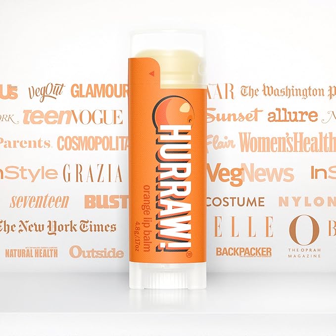 Hurraw! Orange Lip Balm: Organic, Certified Vegan, Cruelty and Gluten Free. Non-GMO, 100% Natural Ingredients. Bee, Shea, Soy and Palm Free. Made in USA