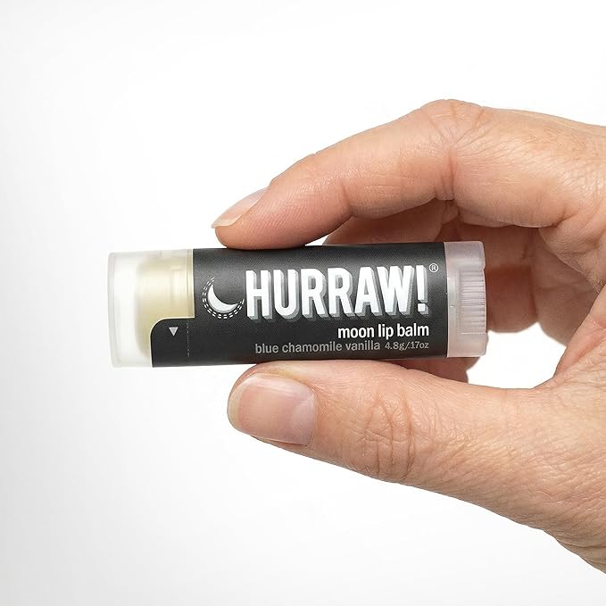 Hurraw! Moon Night Treatment (Blue Chamomile, Vanilla) Lip Balm: Organic, Certified Vegan, Cruelty and Gluten Free. Non-GMO, 100% Natural. Bee, Shea, Soy and Palm Free. Made in USA